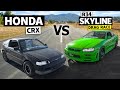 Can An R34 Skyline Beat An All Motor CRX Honda Vs Haters No Prep Drag Race
