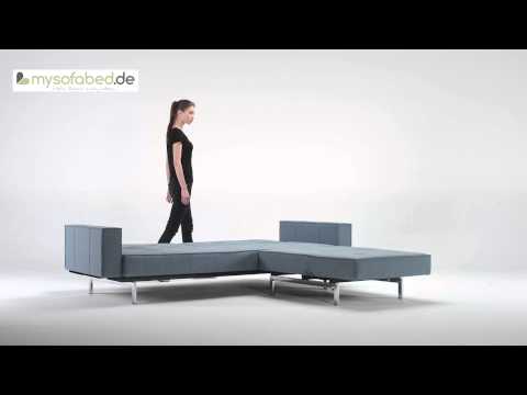 SPLITBACK Schlafsofa mit Armlehnen & Sessel von Innovation - Chrom Füße - mysofabed.de