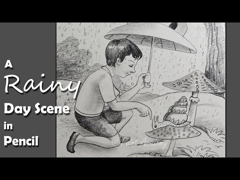 Mountains and Pine Tress Watercolor Pencil Landscape Drawing | steps to follow