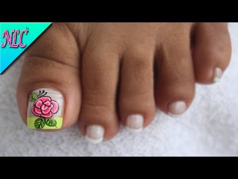 DECORACIÓN DE UÑAS PARA PIES ROSA Y FRANCÉS♥ – FRENCH NAIL ART – ROSES NAIL ART – NLC