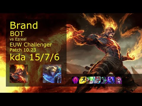 Brand Bot vs Ezreal - EUW Challenger 15/7/6 Patch 10.23 Gameplay