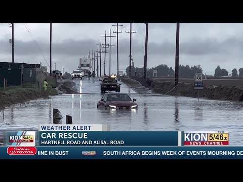 Monterey County Fire District rescues driver from flooded road in Salinas