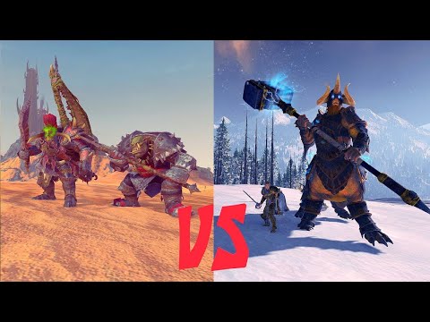 Grimgor/Azhag vs Kholek/Sigvald. New voice testing. Total War Warhammer 2