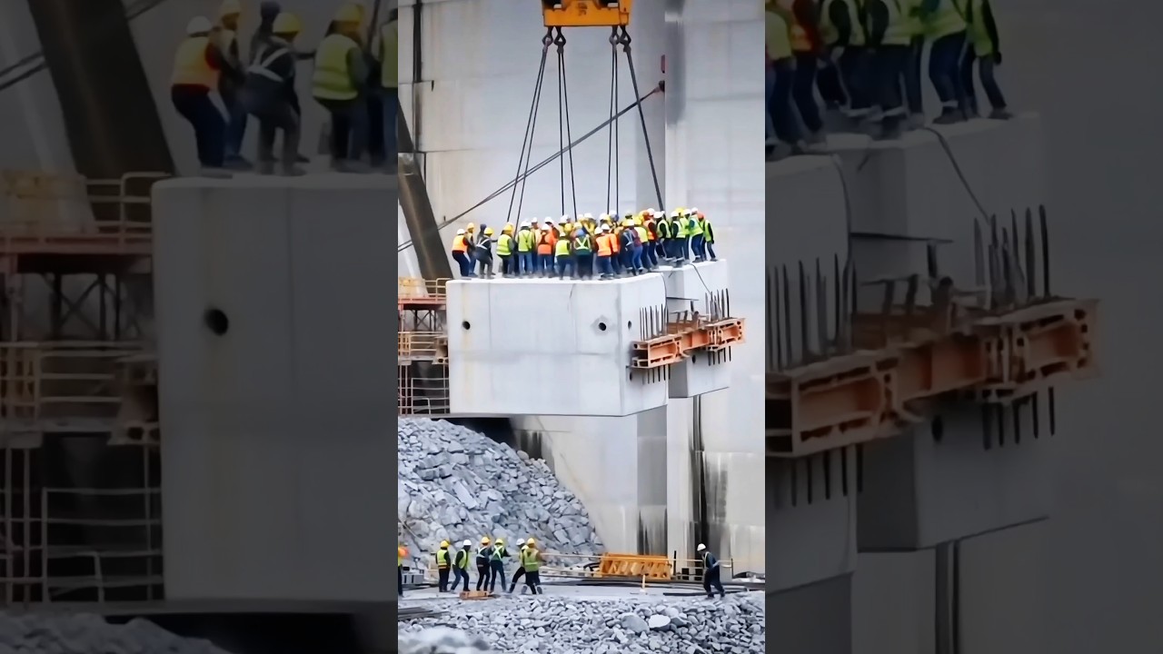 Watch This Giant Concrete Block CRUSH Everything! #fail #engineering #crane #workers