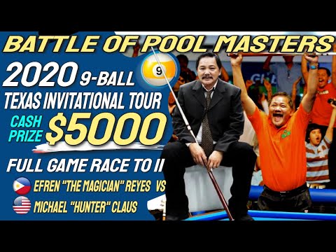 Epic Match between Efren Reyes vs Michael Claus at the 2020 9-Ball Challenge Match wins $5000