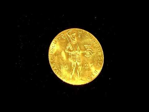 Netherlands 1 Ducat Gold Coin, Minted in 1927, Mint State 63, Brilliant Uncirculated Condition (0.1106 Oz)