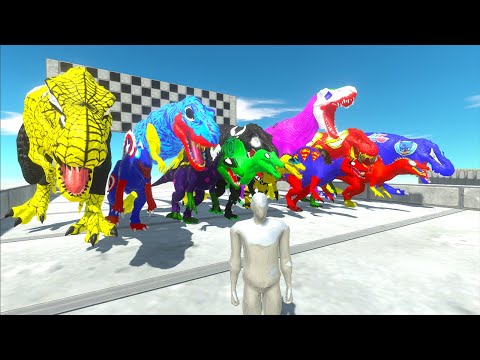 FPS Avatar Deadly Tour Superheoes T-Rex vs Spinosaurus Dc Marvel - Animal Revolt Battle Simulator