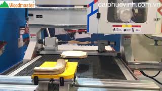 Máy Gia Công Trung Tâm 3D Woodmaster thay dao tự động gia công tay vin cầu thang - cắt khoan nghiêng