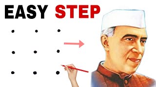 Dots turns into Jawaharlal Nehru Drawing // Independence day drawing // Freedom fighter drawing