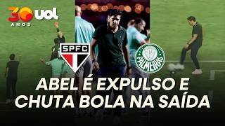 ABEL FERREIRA LEVA VERMELHO, SAI REVOLTADO E DÁ CHUTE EM BOLA EM SÃO PAULO X PALMEIRAS