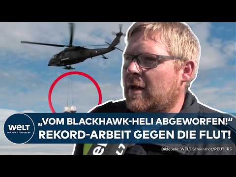 HOCHWASSER: Kampf gegen die Flut! Österreich setzt auf Sandsack-Abwurf durch Blackhawk Helikopter!