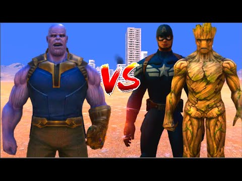100 Thanos vs 1000 Captain america and 1000 Groot (Marvel vs Marvel)