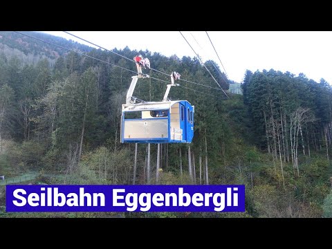 Seilbahn Eggenbergli Bergfahrt mit dem Schiffli in Spiringen