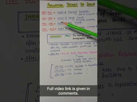 Population trends in India || Indian Economy ||Handwritten notes  || Lec.39 || An Aspirant !