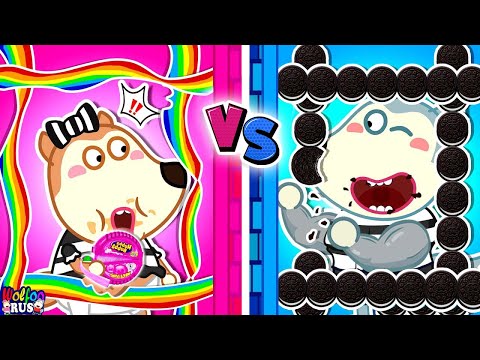 Черный Вулфу против Розовой Люси в тюрьме! - Здоровая еда против вредной еды | Wolfoo Russian