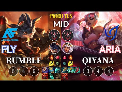 AF Fly Rumble vs CGA Aria Qiyana Mid - KR Patch 11.5