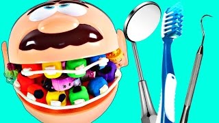 Dr. Drill n Fill Eating Shopkins | Play Doh Rotten Rainbow Teeth visits Dentist Amy Jo
