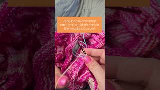 Using backwards loop cast on to add stitches in the middle of the row