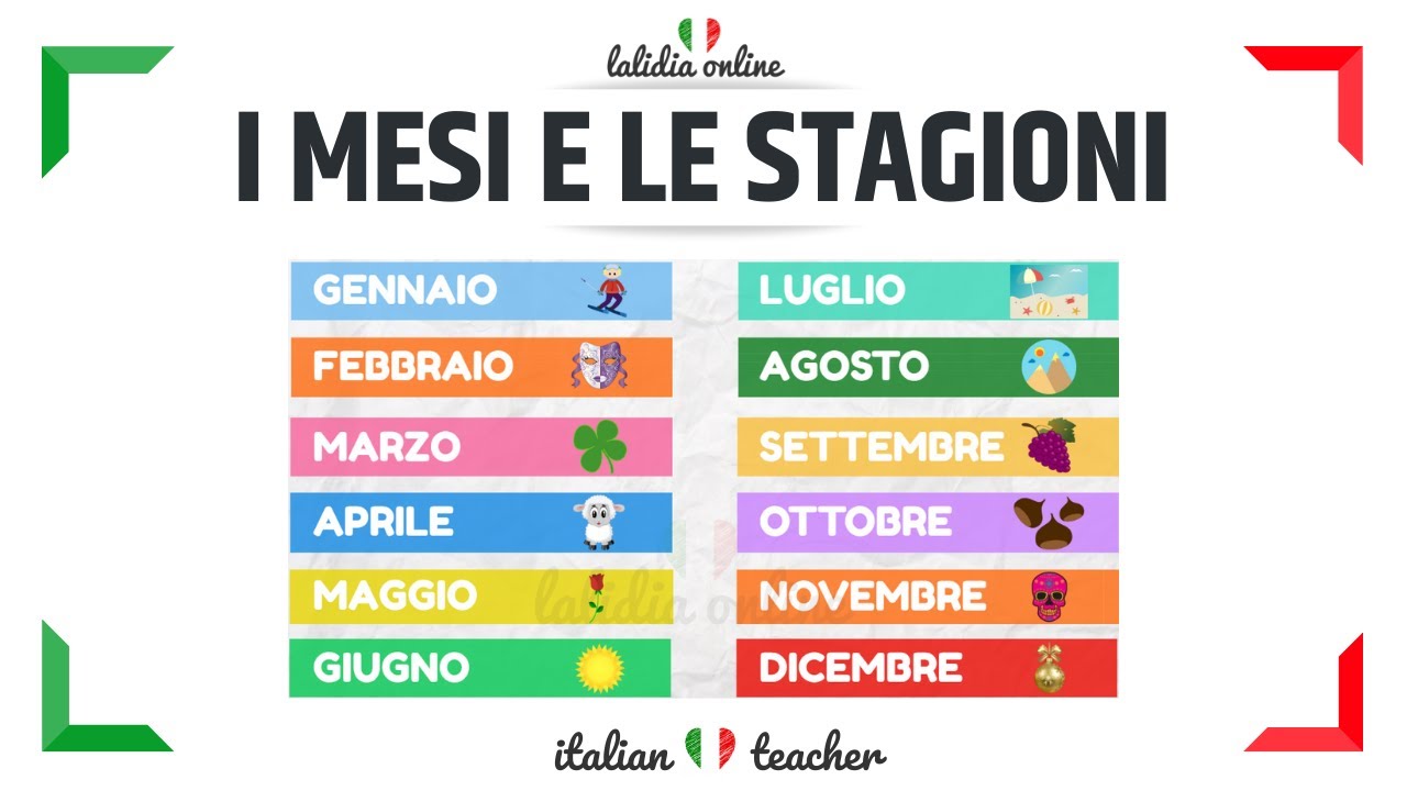 I MESI E LE STAGIONI - VOCABULARY - Italian for Beginners