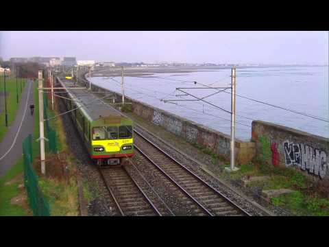 Class 8300 and 8510 Dart trains meet at Booterstown, Dublin