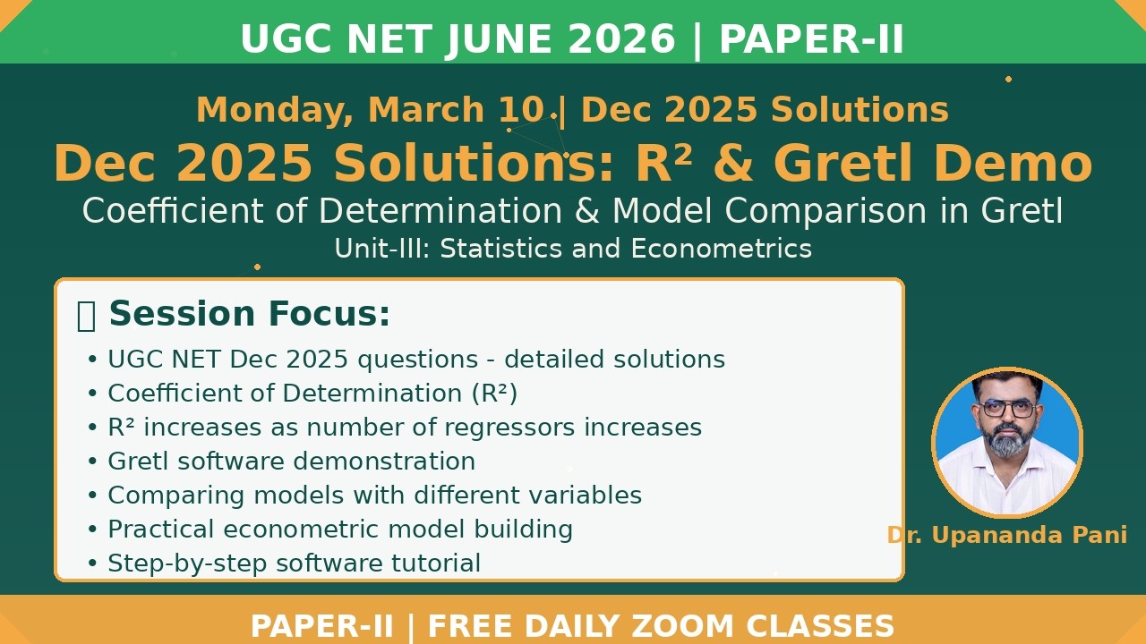 Dec 2025 Solutions: R² & Gretl Model Comparison | UGC NET Economics Paper-II