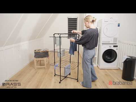 מתלה כביסה מתקפל HangOn Tower מגדל לייבוש כביסה 30 מטר, שחור Brabantia