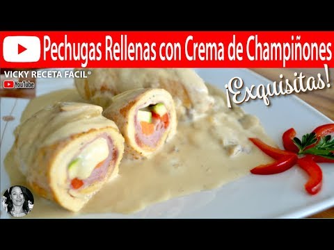 PECHUGAS RELLENAS CON CREMA DE CHAMPIÑONES | #VickyRecetaFacil