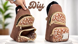 The Easiest Way to Sew a Practical Zipper Sling Bag | Beginner DIY Tutorial @sewingtutorialeasy