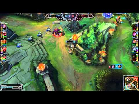 Orianna 1v4 gank escape into turn around.