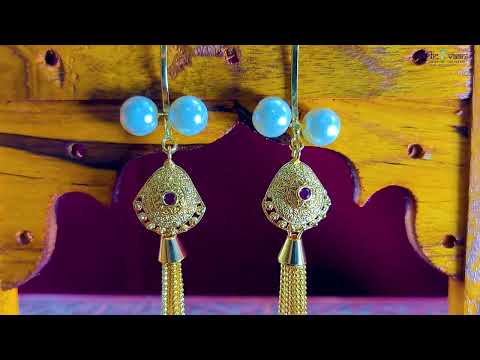 Jumka Bali/Earing Set for Shringar Decoration in Golden Pearl Finish video