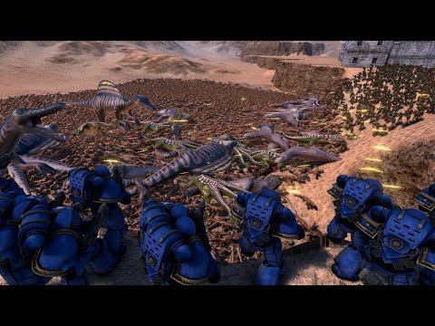 8050 Dinosaur Army vs 500 Imperial Guard & 100 Space Marines City Defence - UEBS