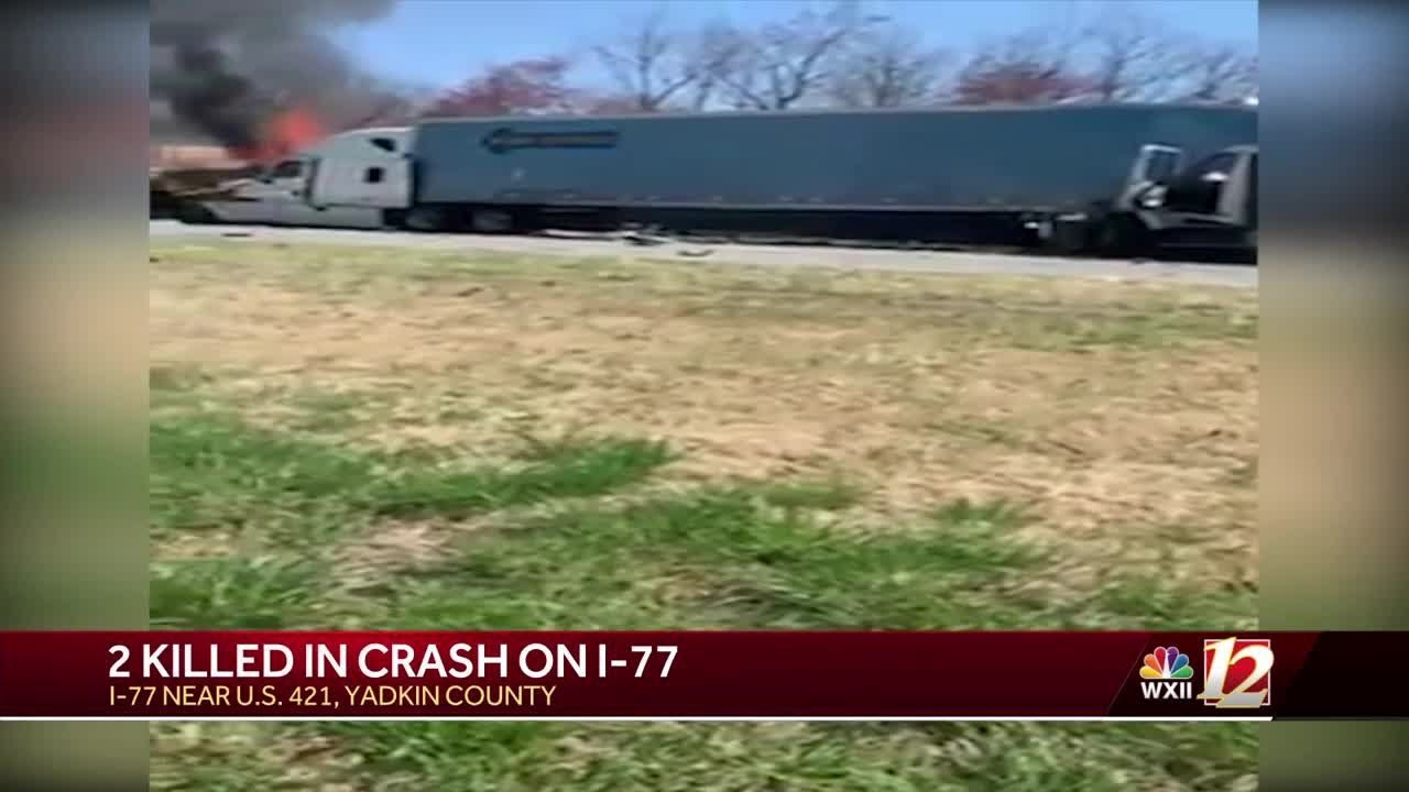 2 dead in crash involving 3 tractor trailers on I-77 in Yadkin County, troopers say