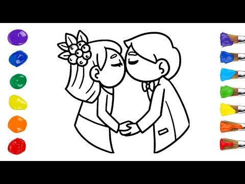 Kiss The Bride | Groom & Bride Wedding | Painting & Drawing for Kids & Toddlers | Coloring Book |