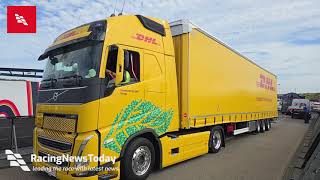At traditional arrival at Zandvoort | Dutch Grand Prix - F1 trucks driving in an