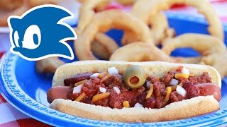 SONIC CHILI DOGS WITH GOLD ONION RINGS - NERDY NUMMIES