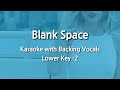 Blank Space (Lower Key -2) Karaoke with Backing Vocals