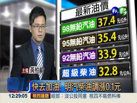 快去加油! 明汽柴油調漲0.1元