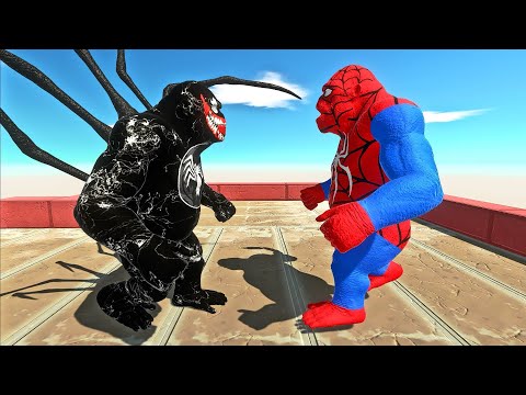 VENOM GORO vs SPIDERMAN GORO STAIRS DEATH RUN - Animal Revolt Battle Simulator ARBS