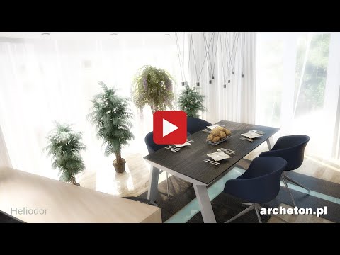 Projekt domu Heliodor, kuchnia i salon - archeton.pl