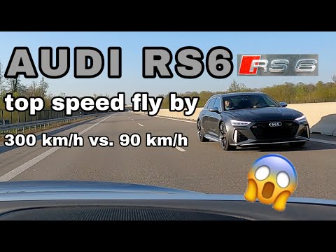 2021 AUDI RS6 top speed fly by on Autobahn 600hp
