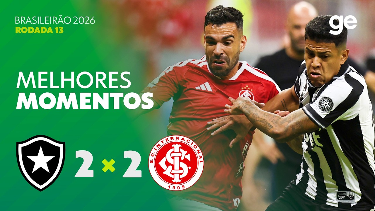 Botafogo e Internacional empatam em 2x2 e acendem a disputa no Brasileirão 2026
