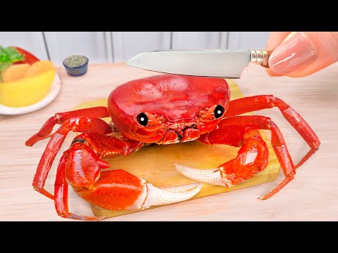 Catch and Cook Miniature Spicy Gochujang Crab Korean Style in Mini Kitchen 🦀 Yummy Seafood Recipe