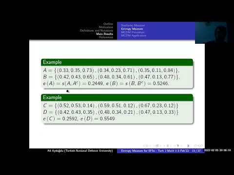 MATH2022 - A Novel Entropy Measure Based on Similarity Measure for Spherical Fuzzy, Ali Aydogdu