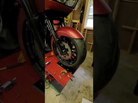 Fat tire upgrade on Son's Harley-Davidson.