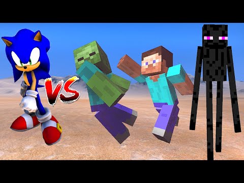 Sonic Vs Minecraft Zombi Enderman Creeper Ordusu  UEBS