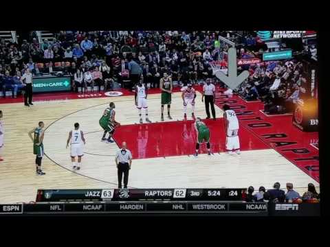 Lucas Nogueira trying to distract free throw shooter