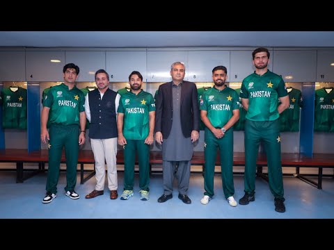 PCB Chairman Mohsin Naqvi and Players Unveil Matrix Jersey'24 at Gaddafi Stadium