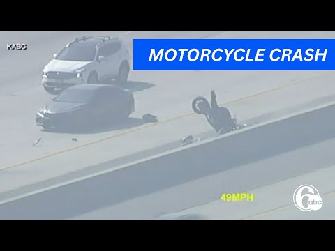Violent motorcycle crash during high-speed police chase in California