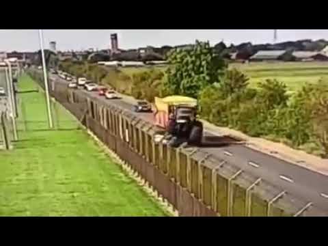 RAF Mildenhall Front Gate, Tractor Flattens Car In Head On Collision