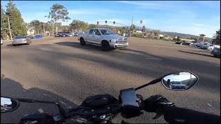 Idiot Driver| Dodge Ram Driver runs Red Light cutting off bikers| Escondido-CA